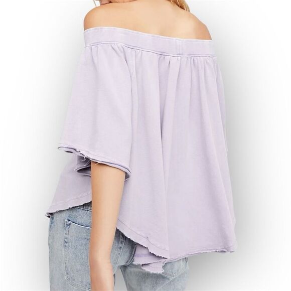 Free People Kiss Me Off-The-Shoulder Top Cream Bleach Distressed Women’s Small - Picture 12 of 12